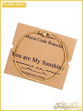 Morse Code Chain Bracelet Gold Plated Stainless Steel 7 Inch Adjustable